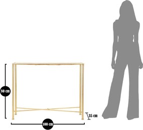 Tavolo consolle bianco/dorato con piano in vetro 35x100 cm Butterflies – Mauro Ferretti