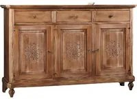 Madia credenza 3 porte in legno shabby chic noce consumato 104x43x98