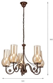 Brilagi - LED Lampadario a sospensione con catena COTTAGE 5xE14/40W/230V marrone