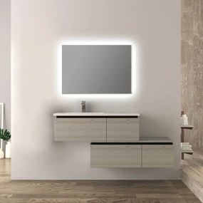 Mobile da bagno 140 cm sospeso moderno rovere sbiancato Slide