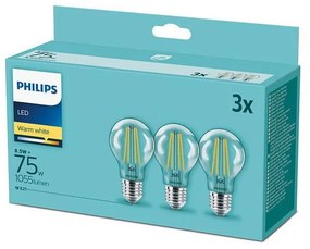 SET 3xLampadine LED Philips E27/8,5W/230V 2700K
