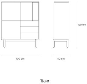 Cassettiera alta grigio scuro 100x120 cm Corvo - Teulat