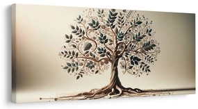 Quadro su tela – Albero della vita con foglie e spirali