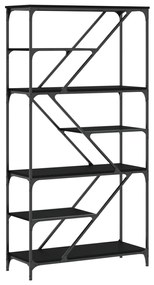 Libreria nera 91x36x176 cm in legno multistrato e acciaio