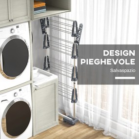Stendino Verticale 4 Ripiani Regolabili 142x55x172 cm in Acciaio e Plastica Grigio e Argento...