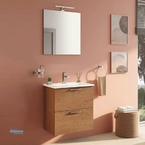 Mobile Bagno Vitra "Mia" Sospeso Da 80 cm Con Due Cassetti Colore Golden Oak