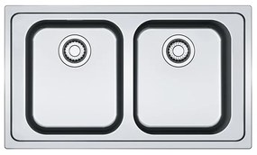 Lavello integrato 2 vasche FRANKE Smart inox L 50 x L 86 cm argento