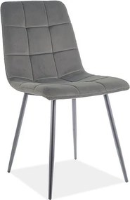 Sedia Mila in velluto opaco grigio85/nero