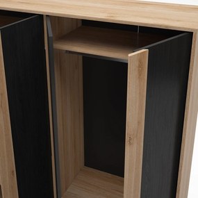Armadio effetto rovere con decoro nero-naturale 180x197,5x53 cm Dennis - Marckeric