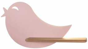 Applique LED per bambini con mensola BIRD LED/5W/230V rosa/legno