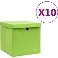 Contenitori con Coperchi 10 pz 28x28x28 cm Verde 325230