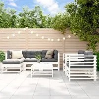 Set Salotto da Giardino 7 pz Bianco in Legno Massello di Pinocod mxl 118175