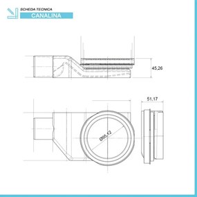 Canalina doccia a pavimento 55 cm con cover acciaio inox cromato e scarico incluso