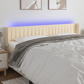 Testiera A Led Crema 163x16x78/88 Cm İn Tessuto /