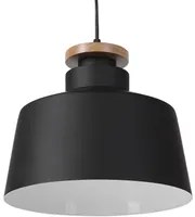 Lampadario Lampada a Sospensione Nera con Tamburo in Alluminio Bianco Paralume Geometrico Design Moderno