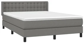Giroletto a molle con materasso grigio scuro 140x200cm tessuto