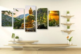 Quadri 5 pezzi – Vista su Buddha dorato