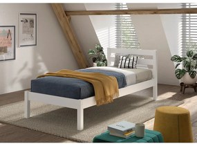 Letto da bambini bianco in pino massiccio rete non inclusa 90x200 cm Pino – Vipack