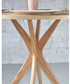 Tavolo da pranzo rotondo con piano effetto frassino ø 80 cm Jubi – Ragaba