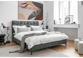 Letto matrimoniale imbottito verde polveroso con rete inclusa 140x200 cm Eve – Miuform