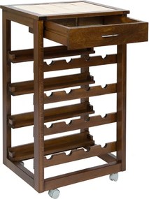 Carrello cantinetta in legno massello LANDHELL Noce