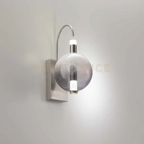 Lampada da parete aurora, nichel satinato con vetro fumè 10w 850lm ...