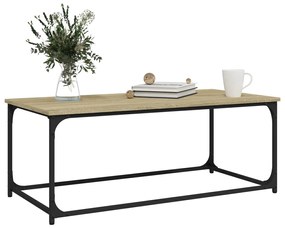 Tavolino rovere sonoma 102x50x40 cm legno multistrato e ferro