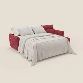 Peonia divano letto angolare con Penisola Contenitore - Materasso H18 cm in Bouclé Impermeabile T07 rosso