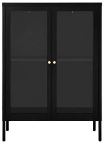 Credenza nera 75x35x105 cm in acciaio e vetro