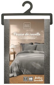 Set copripiumino e federa color antracite in micropile per letto matrimoniale ed esteso 240x220 cm Helena – douceur d'intérieur