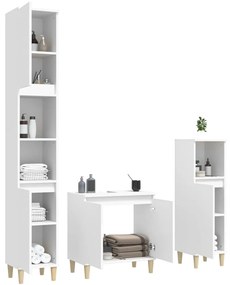 Set mobili da bagno 3 pz bianco in legno multistrato