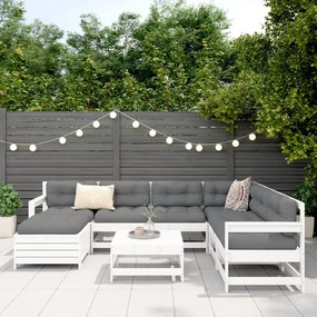 Set divani da giardino 8 pz in legno massello di pino bianco