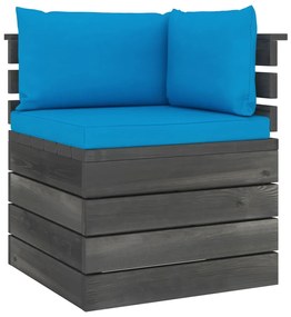 Set Divani da Giardino su Pallet 9 pz con Cuscini Massello Pino