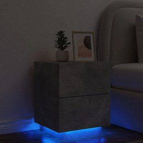 Comodino Con Luci Led Grigio Cemento İn Legno Multistrato /