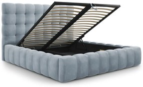 Letto matrimoniale imbottito azzurro con contenitore con griglia 200x200 cm Bali - Cosmopolitan Design