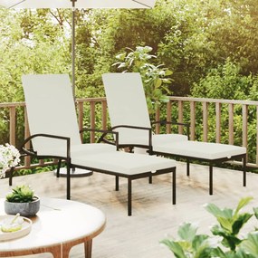 Lettini Prendisole 2 Pz Con Poggiapiedi İn Rattan Pe Nero /