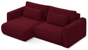 Divano angolare burgundy allungabile/con contenitore (con penisola a sinistra/con chaise lounge) con rivestimento in velluto Kapua – Makamii