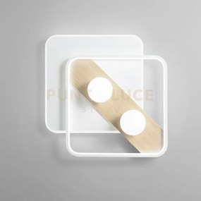 Plafoniera led cricket bianca e legno 40w 4540lm cct 3000k 4000k 65...