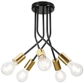 Lampadario a sospensione con supporto rigido PRIYA 5xE27/15W/230V nero