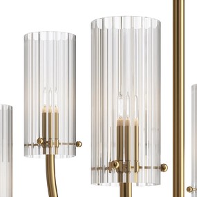 Lampadario Contemporaneo Arco Metallo Ottone 6 Luci Diffusori In Vetro