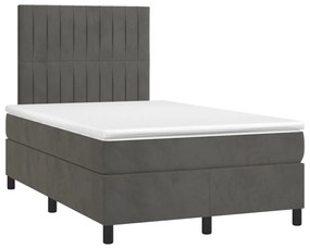 Letto a molle con materasso e led grigio scuro 120x200 cm