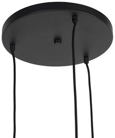 Lampadario Art Déco nero con vetro fumé 3 luci - Pallon