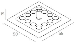 Plafoniera Moderna Floppy Metallo Sabbia 12 Luci Gx53