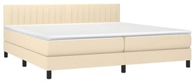 Letto a molle materasso e led bianco 200x200cm in tessuto