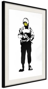 Poster  Banksy: Smiling Copper  Cornice Quadri Cornice nera con pass-partout, Larghezza x Altezza Home decor 20x30