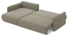 Divano angolare beige allungabile/con contenitore (con penisola a sinistra) Nanea – Makamii