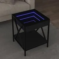 Tavolino da Salotto con LED Infinity Nero 40x40x49 cm 847692