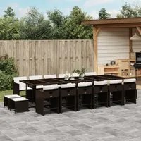 Set da Pranzo da Giardino 17 pz con Cuscini Marrone Polyrattan 3277952