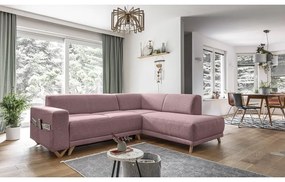 Divano angolare rosa allungabile e con contenitore (penisola a destra/a L) Classy Sophie – Miuform