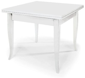 Tavolo SANTA CROCE in legno bianco allungabile a libro 80&#215;80 cm &#8211; 160&#215;80 cm